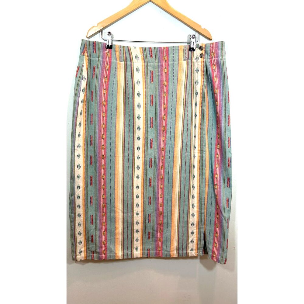 Ruff Hewn Cotton Southwestern Wrap Skirt Plus 20W Cowgirl Boho Vintage